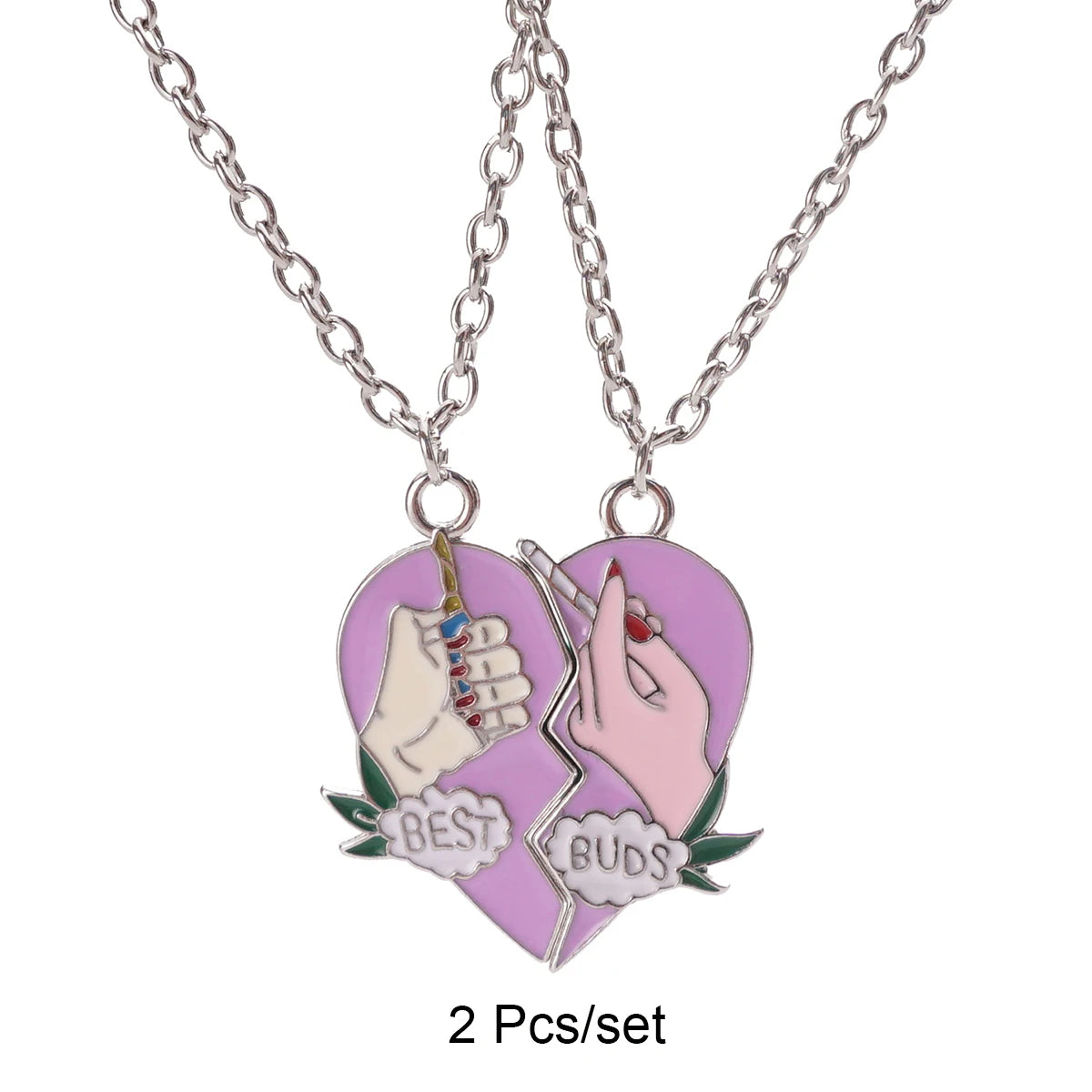 2 Pcs/Set Best Friends Pendant Necklace for Women Cute Avocado Lover Broken Heart Clavicle Chain BFF Best Friends Jewelry Gifts