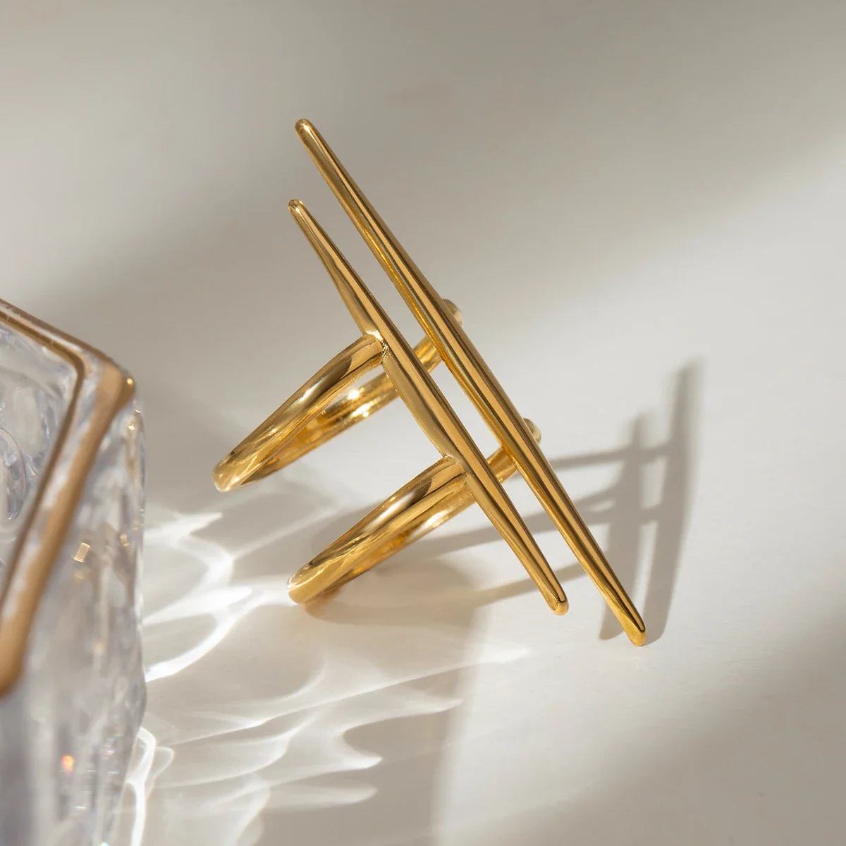 Anel Vintage de Aço Inoxidável Banhado a Ouro 18K