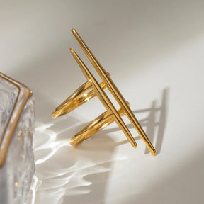 Anel Vintage de Aço Inoxidável Banhado a Ouro 18K