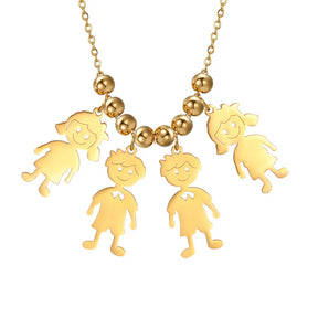 Stainless Steel Necklace Boy Girl Kids Pendant Necklace for Women Men Beads Chain Choker Family Jewelry Gift collares aesthethic