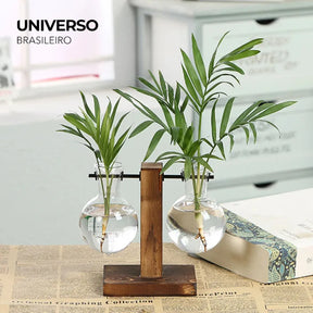 Vaso Hidropônico com Moldura de Madeira - Minz