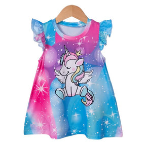 Vestido Infantil Manga Curta Unicórnio