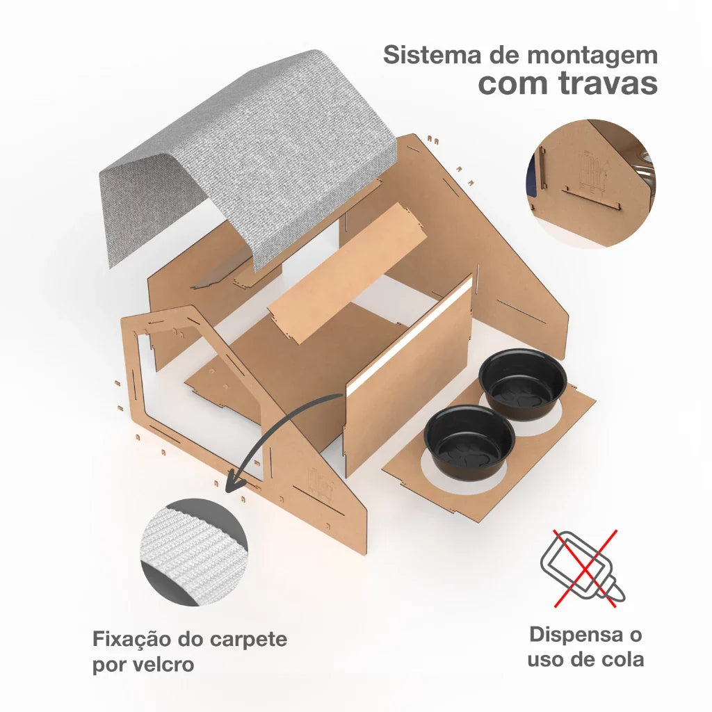 Casinha Toca para Gato com Comedouros | FullHouse™