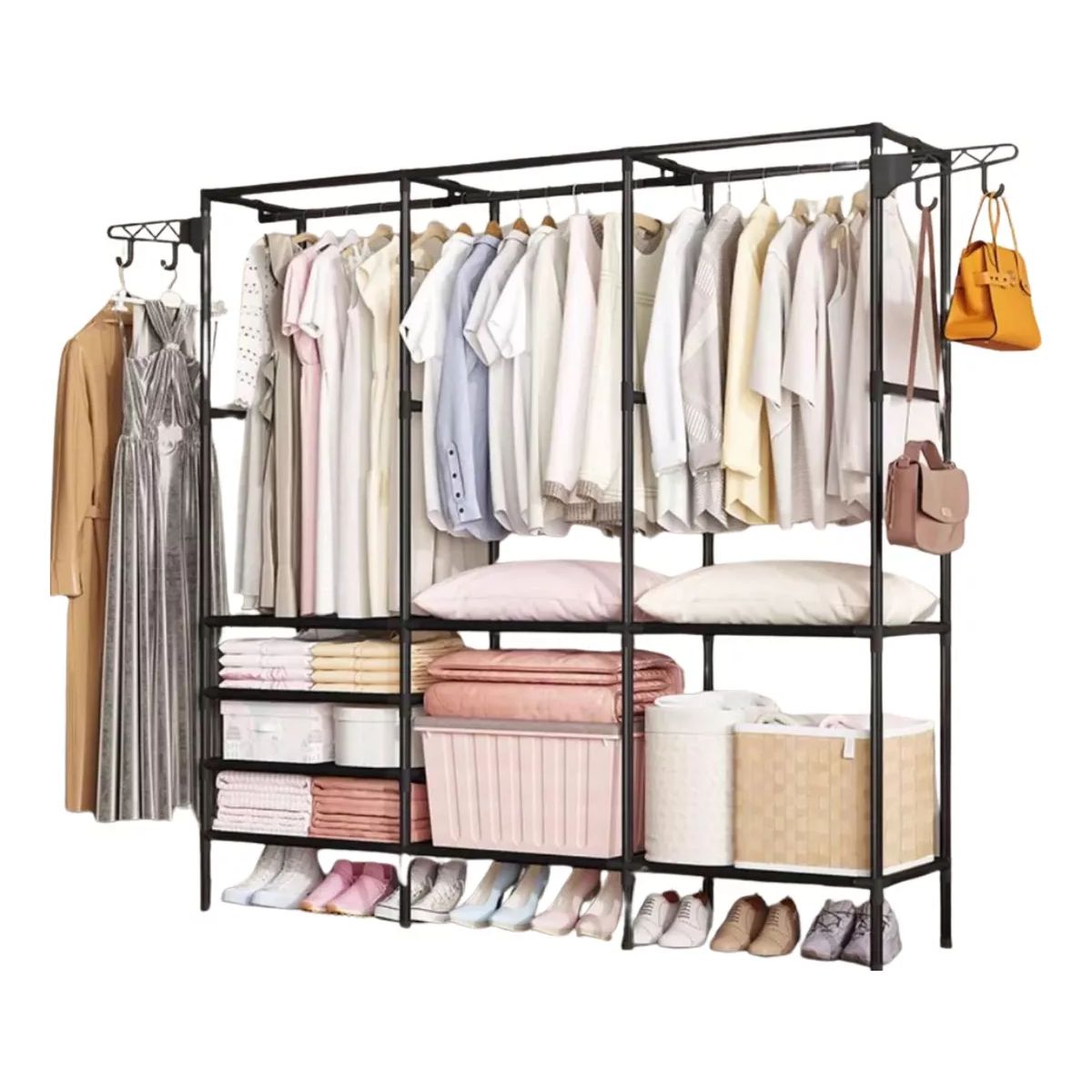 Closet Arara c/ sapateira cabideiro em prateleiras preto com 15%PrimeiraCompra+Frete Grátis