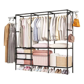 Closet Arara c/ sapateira cabideiro em prateleiras preto com 15%PrimeiraCompra+Frete Grátis