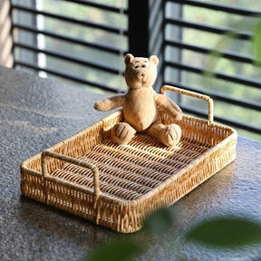 Bandeja com Alças Estilo Rattan para Servir