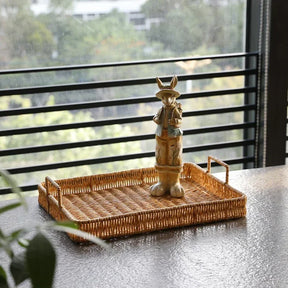 Bandeja com Alças Estilo Rattan para Servir