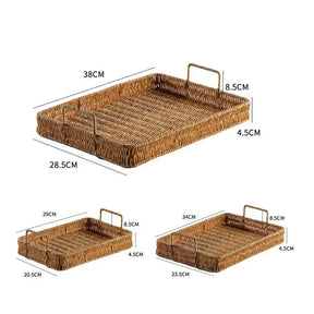 Bandeja com Alças Estilo Rattan para Servir