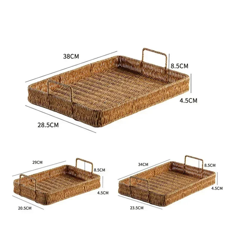 Bandeja com Alças Estilo Rattan para Servir