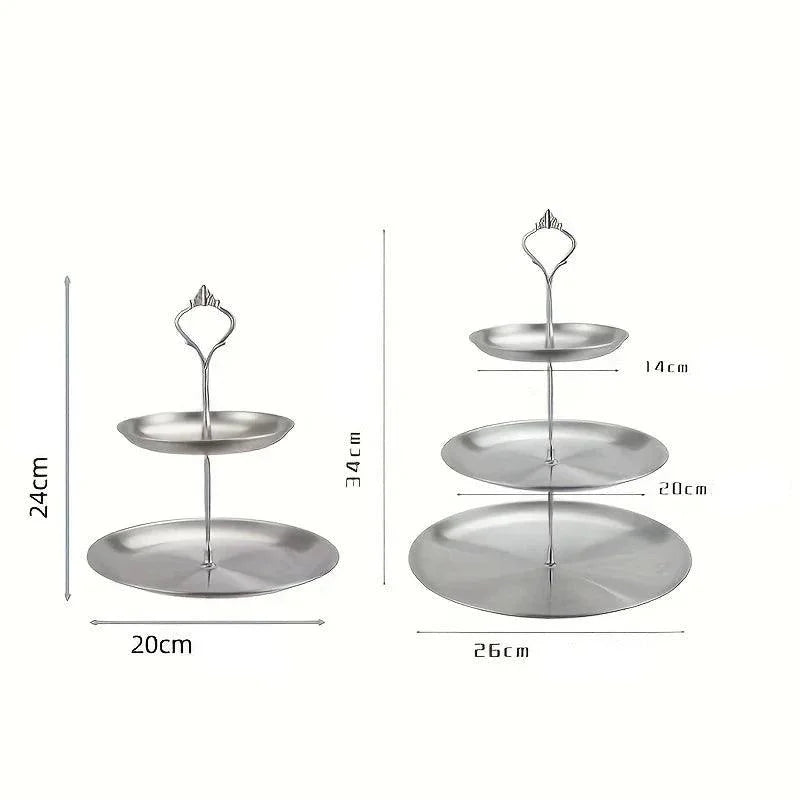 Bandeja de Três Camadas em Aço Inoxidável Expositor de Mesa