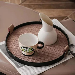 Bandeja Decorativa Redonda Banheiro/Sala com Alça