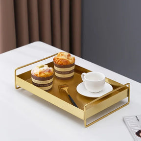Bandeja Metálica Estilo Nórdico com Tampa para Snacks