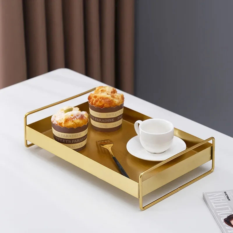 Bandeja Metálica Estilo Nórdico com Tampa para Snacks