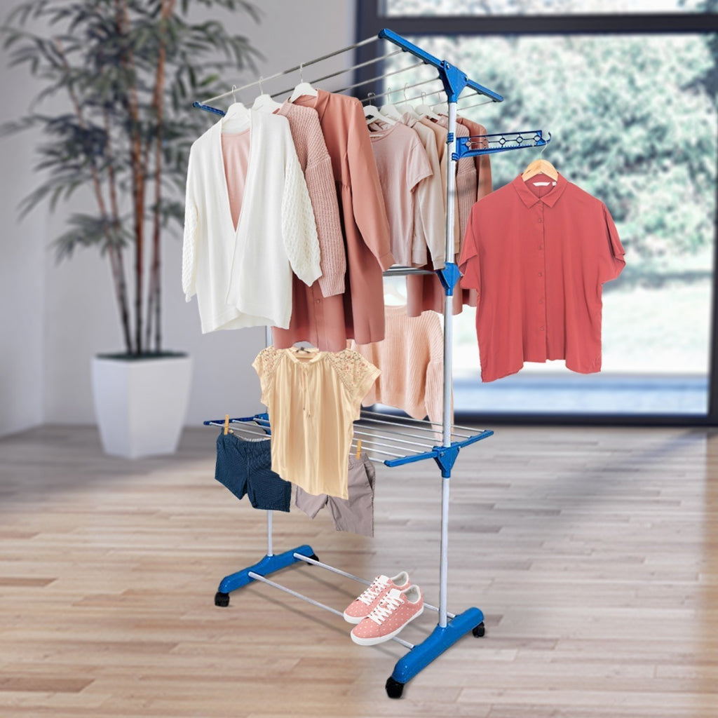 Varal Chão Retrátil 4 Andares com Rodinhas 15%OFF Primeira Compra + Frete Grátis-Compre até 3 x sem Juros