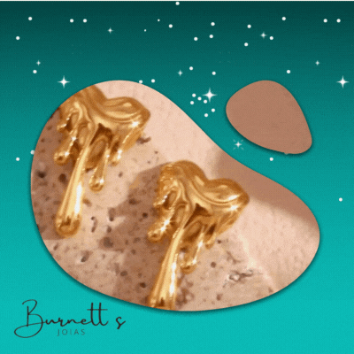 Brinco Derretendo Amor  TT Banhados a Ouro 18k