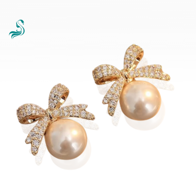 Brincos Femininos Bow Pearl TT - Elegância e Charme