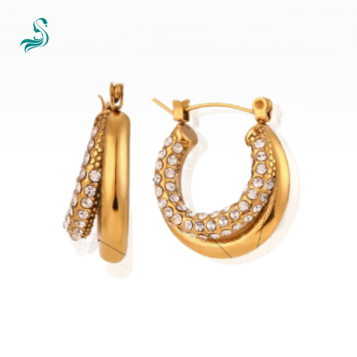 Brinco de Argola TT Dourado com Zircônias