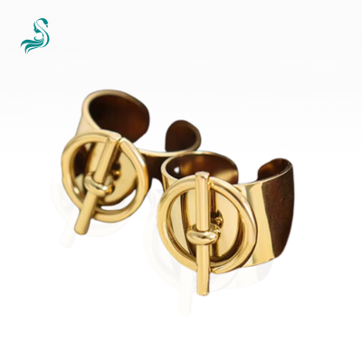 Anel Aberto VG+ Banhado a Ouro 18k Ajustável para Mulheres