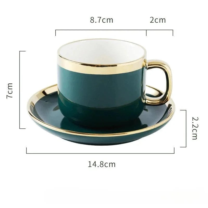 Caneca de Café de Cerâmica com Pires Luxuosa