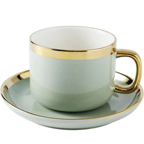 Caneca de Café de Cerâmica com Pires Luxuosa