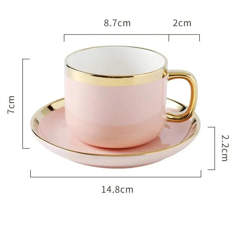 Caneca de Café de Cerâmica com Pires Luxuosa