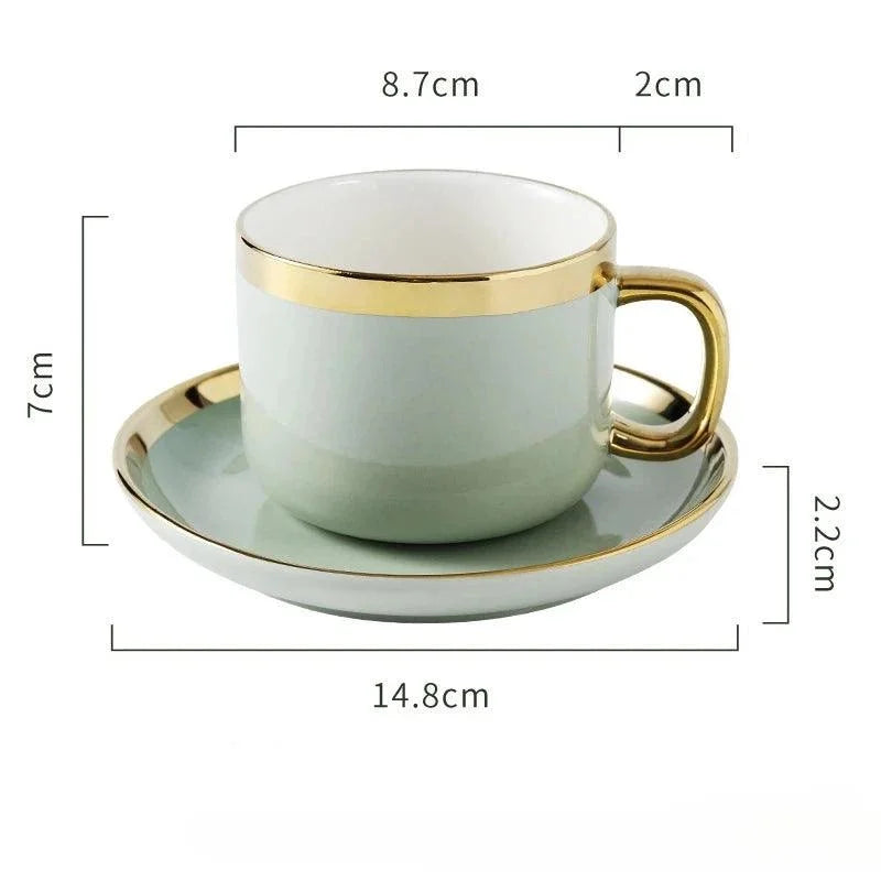 Caneca de Café de Cerâmica com Pires Luxuosa