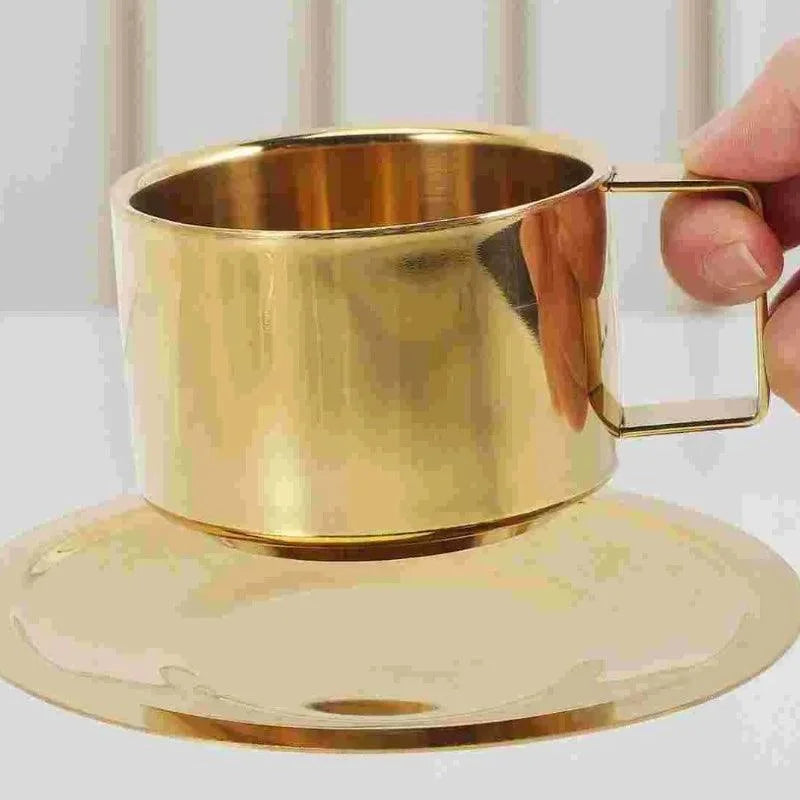 Caneca de Café Dourado de Aço Inoxidável