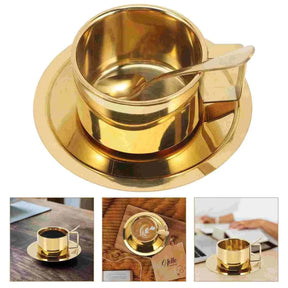 Caneca de Café Dourado de Aço Inoxidável