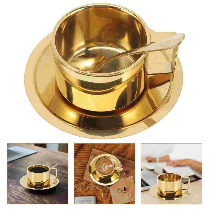 Caneca de Café Dourado de Aço Inoxidável
