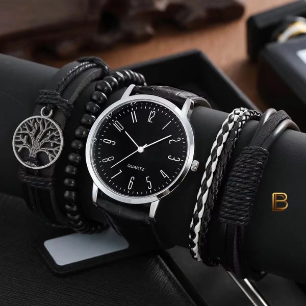 Kit Relógio Minimalista + 5 Pulseiras de Brinde Hoje