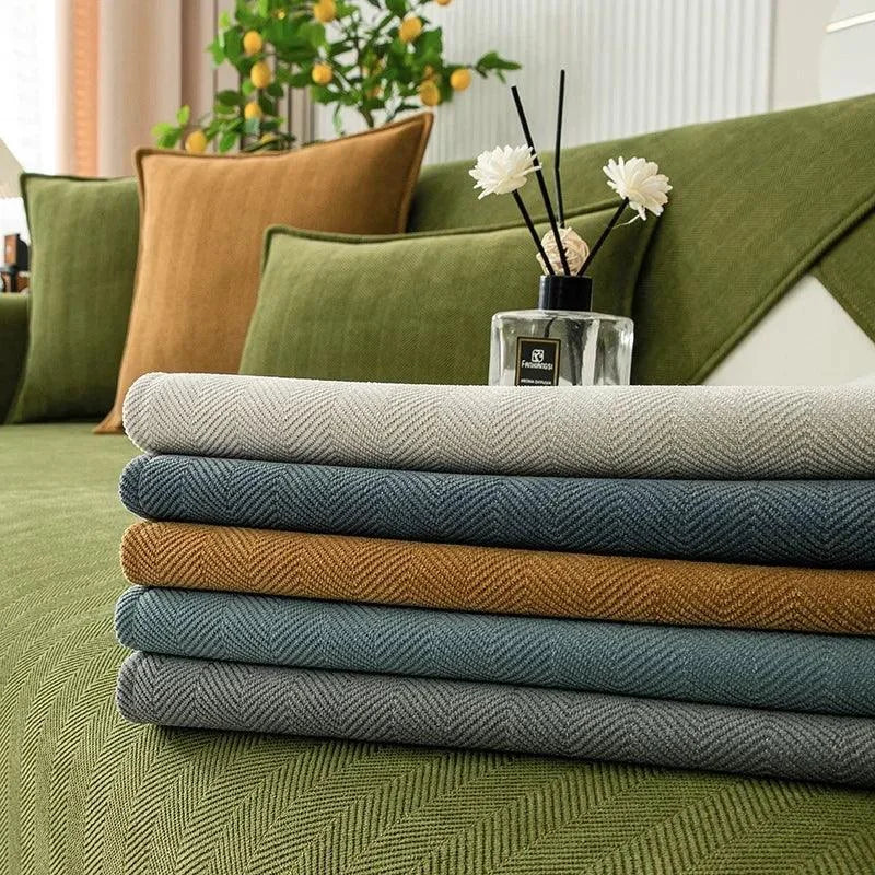 Capa de Sofá em Tecido Chenille Antiderrapante  Azul