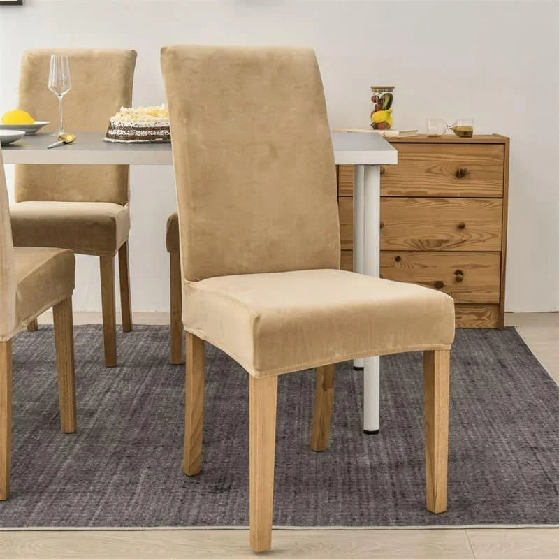 Capa Para Cadeira de Jantar Suede Premium Bege
