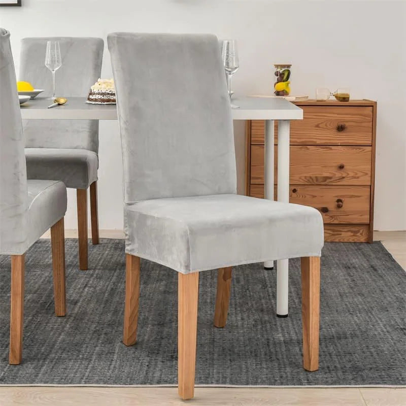 Capa Para Cadeira de Jantar Suede Premium Cinza Claro