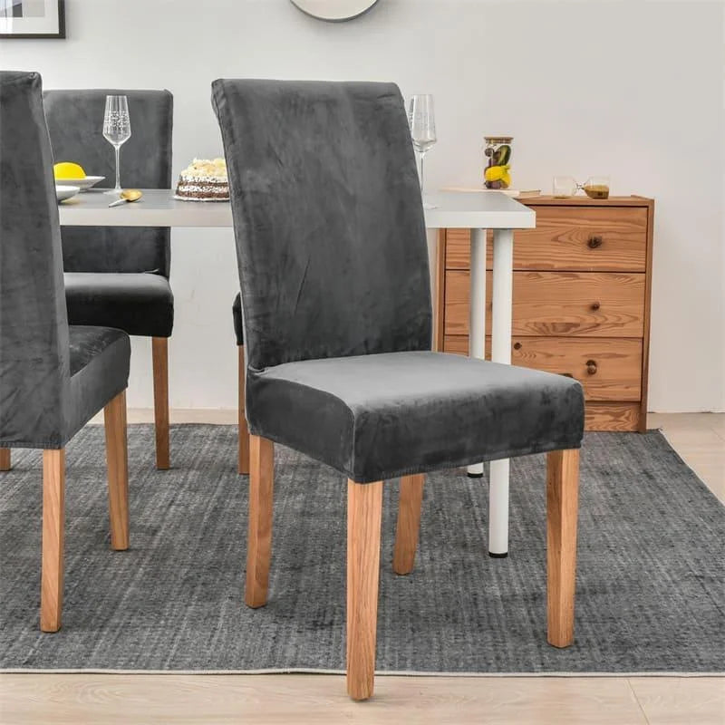 Capa Para Cadeira de Jantar Suede Premium Cinza Escuro