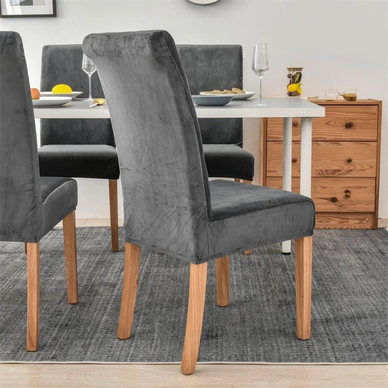 Capa Para Cadeira de Jantar Suede Premium Cinza Escuro