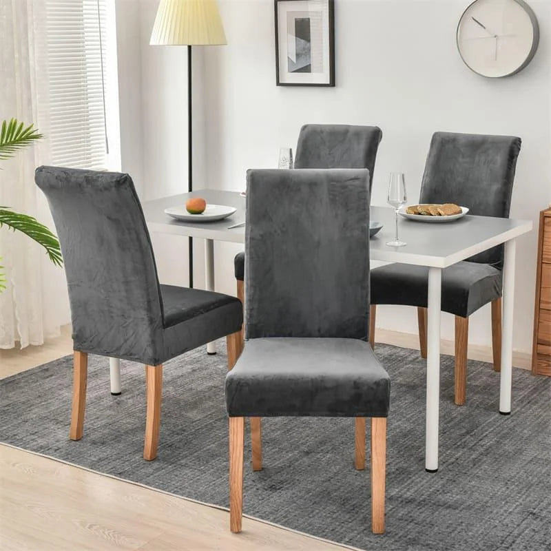 Capa Para Cadeira de Jantar Suede Premium Cinza Escuro