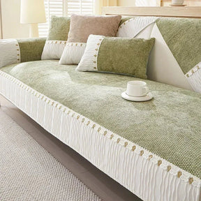 Capa para Sofá em Chenille Antiderrapante com Acabamento Elegante  Verde
