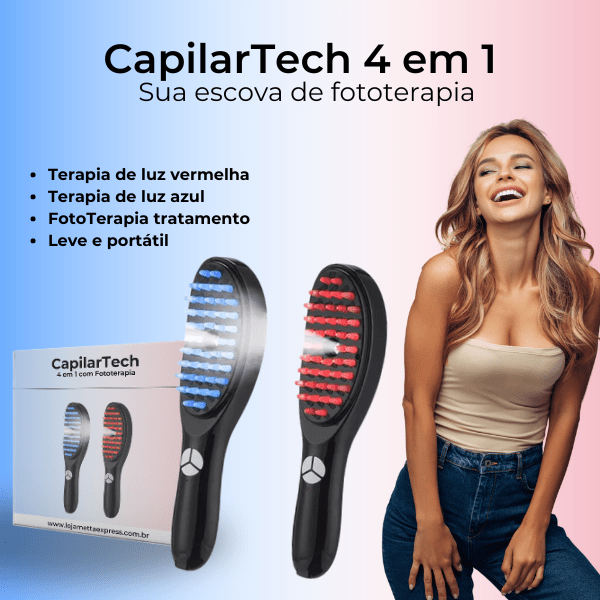 CapilarTech 4 em 1 - Sua escova de fototerapia + Brinde - Tudo Tem