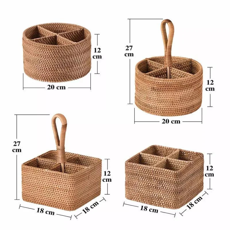 Cesta de Armazenamento de Vime em Rattan Feita à Mão
