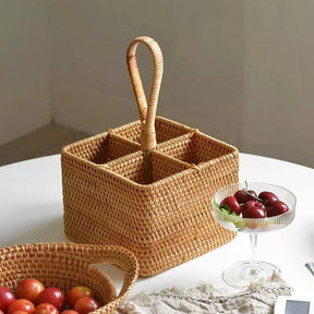 Cesta de Armazenamento de Vime em Rattan Feita à Mão