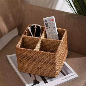 Cesta de Armazenamento de Vime em Rattan Feita à Mão