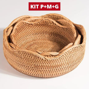 Cesta de Vime em Rattan Feita à Mão