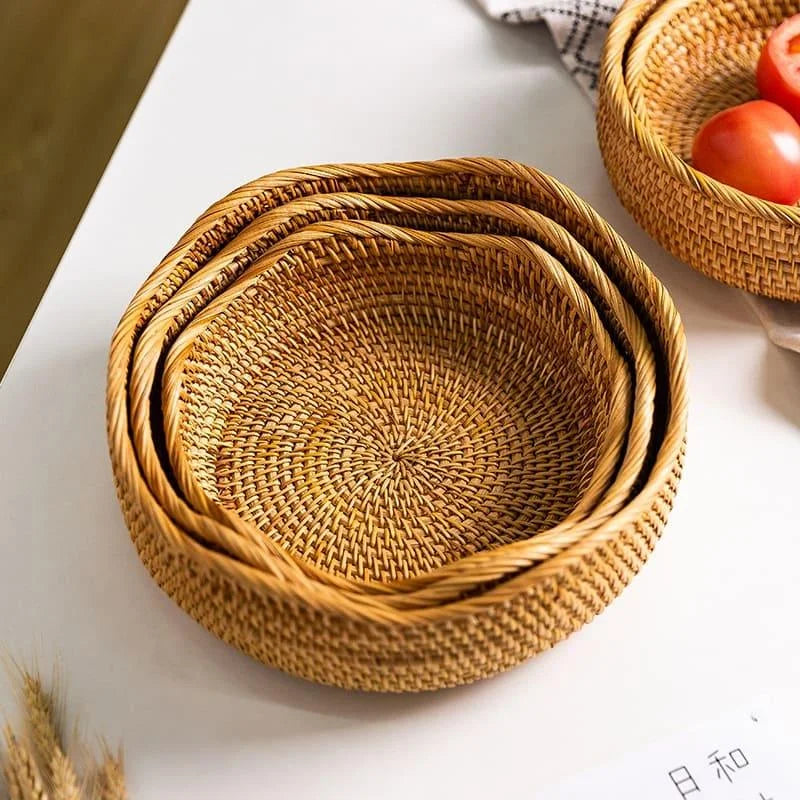 Cesta de Vime em Rattan Feita à Mão