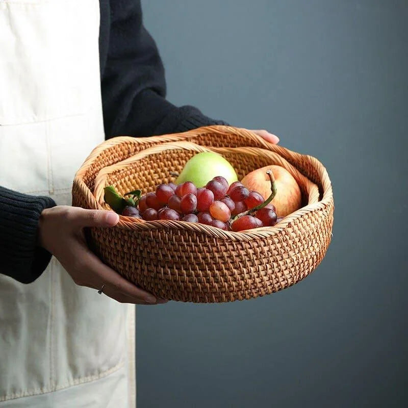 Cesta de Vime em Rattan Feita à Mão