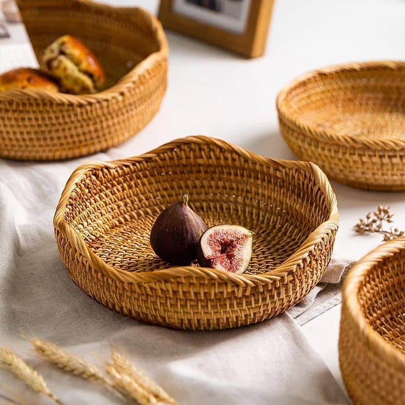 Cesta de Vime em Rattan Feita à Mão