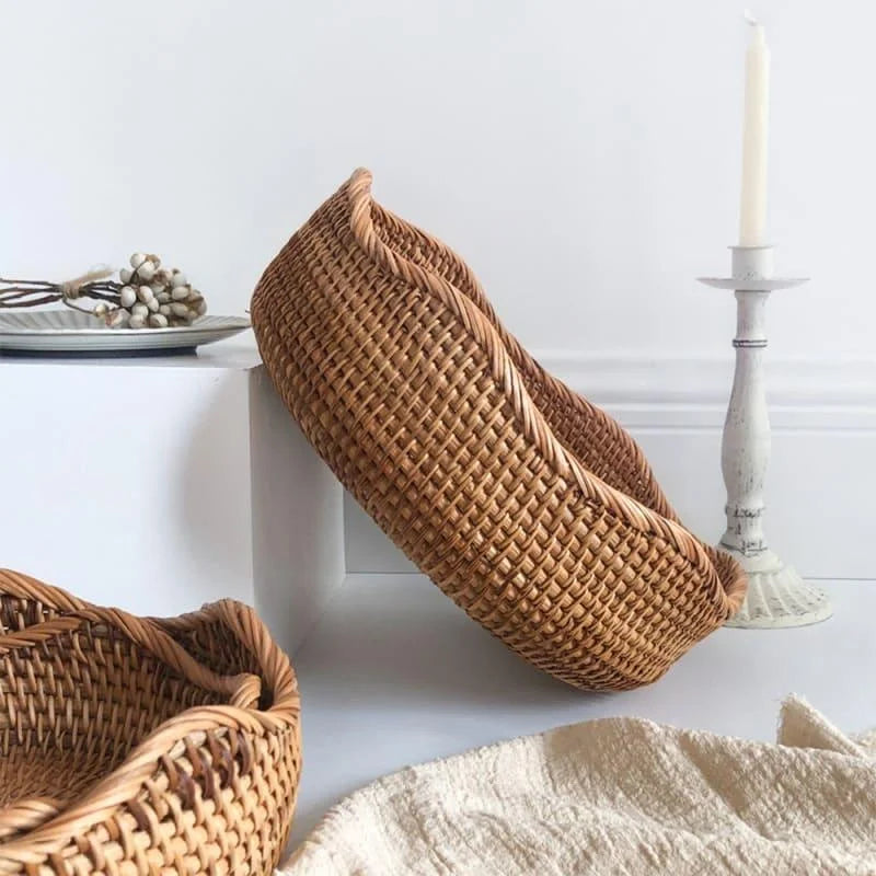 Cesta de Vime em Rattan Feita à Mão