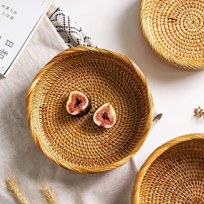 Cesta de Vime em Rattan Feita à Mão