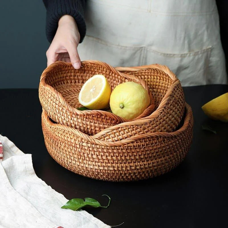 Cesta de Vime em Rattan Feita à Mão