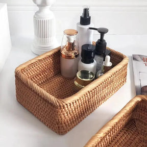 Cesto de Palha Rattan Feito à Mão