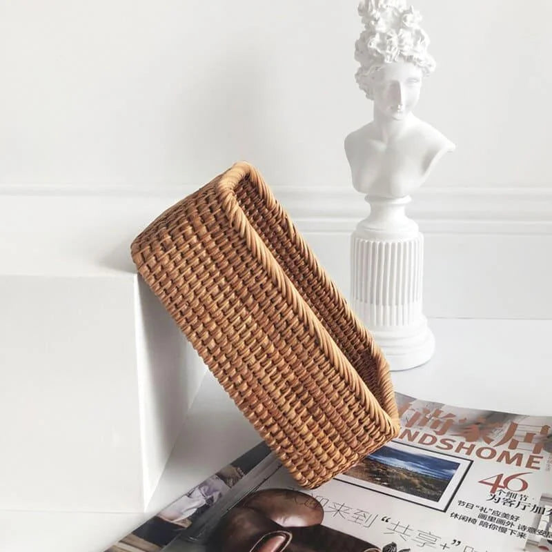 Cesto de Palha Rattan Feito à Mão